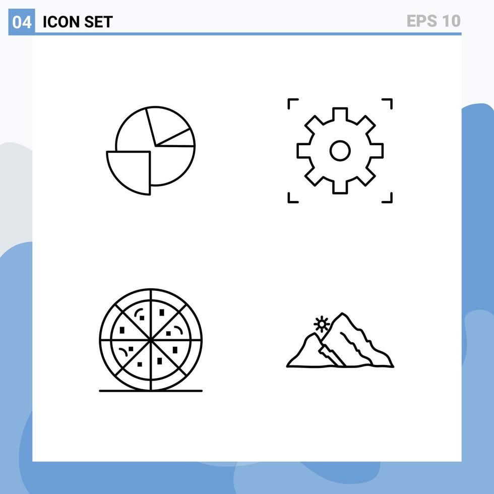 User Interface Pack of 4 Basic Filledline Flat Colors of analytics mountain graph setting hill Editable Vector Design Elements