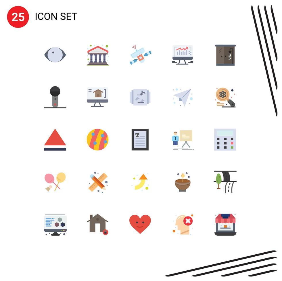25 Flat Color concept for Websites Mobile and Apps home business satellite graph signal Editable Vector Design Elements