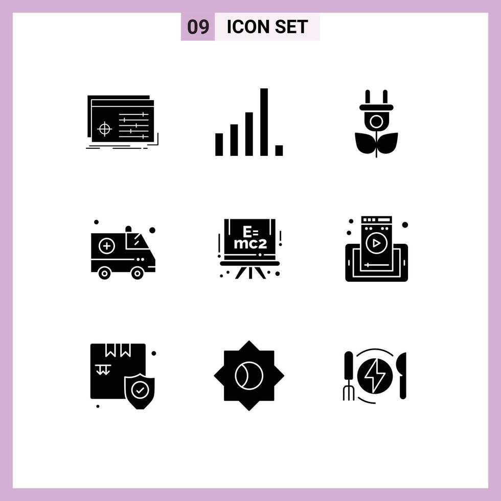 9 Creative Icons Modern Signs and Symbols of web page formula eco chemistry emergency Editable Vector Design Elements