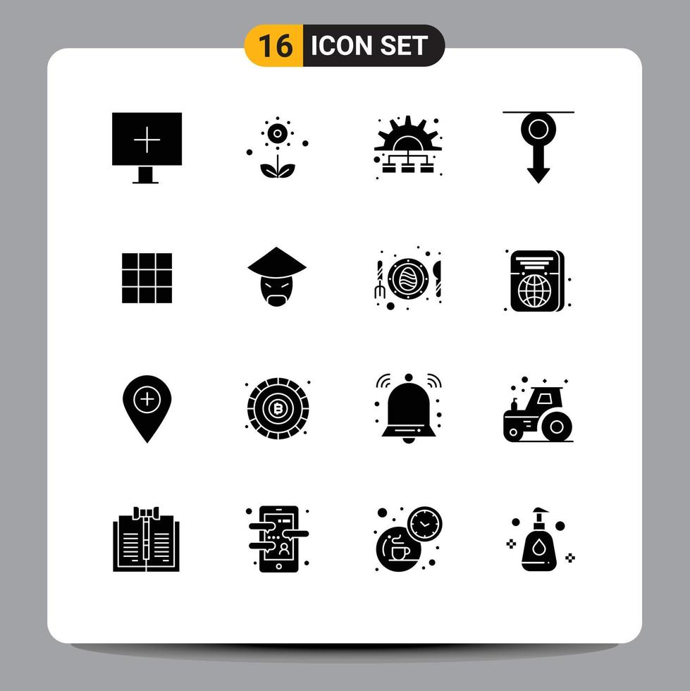 16 iconos creativos, signos y símbolos modernos de hombres, hombres, primavera, trabajo humano, elementos de diseño vectorial editables vector