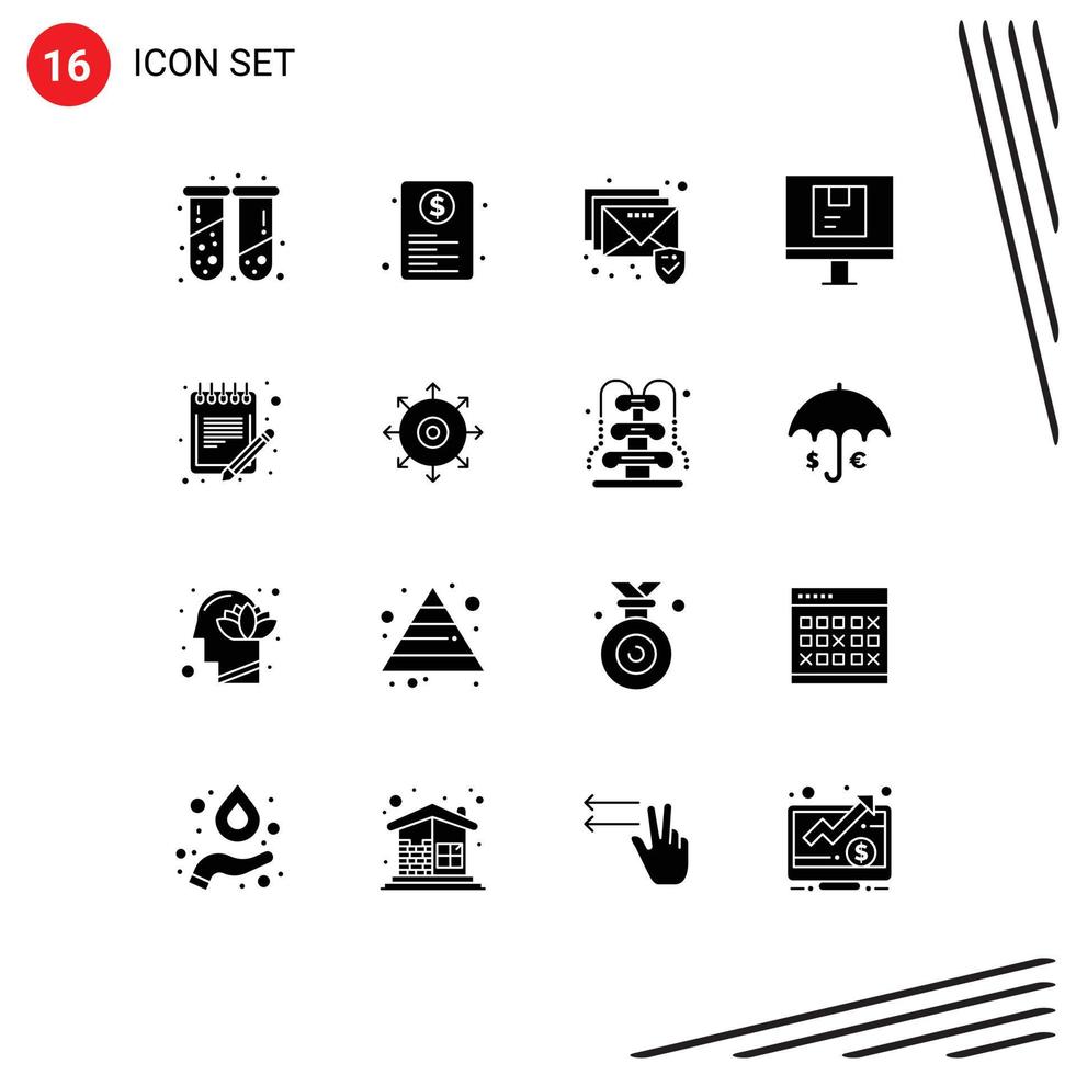 16 User Interface Solid Glyph Pack of modern Signs and Symbols of list online web logistic computer Editable Vector Design Elements