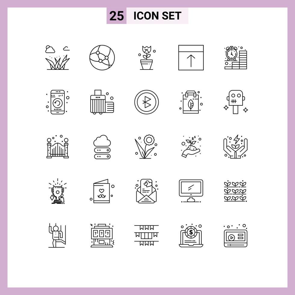 Stock Vector Icon Pack of 25 Line Signs and Symbols for clock page easter layout grid Editable Vector Design Elements