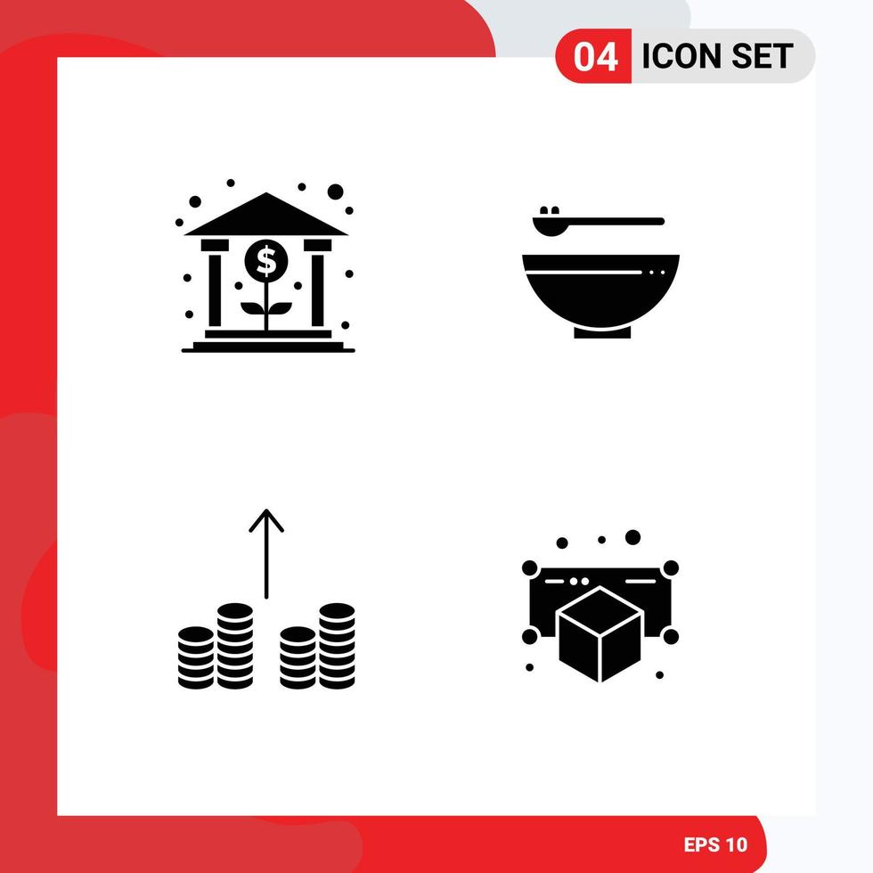 Editable Vector Line Pack of Simple Solid Glyphs of bank cash out growth kitchen gadget Editable Vector Design Elements