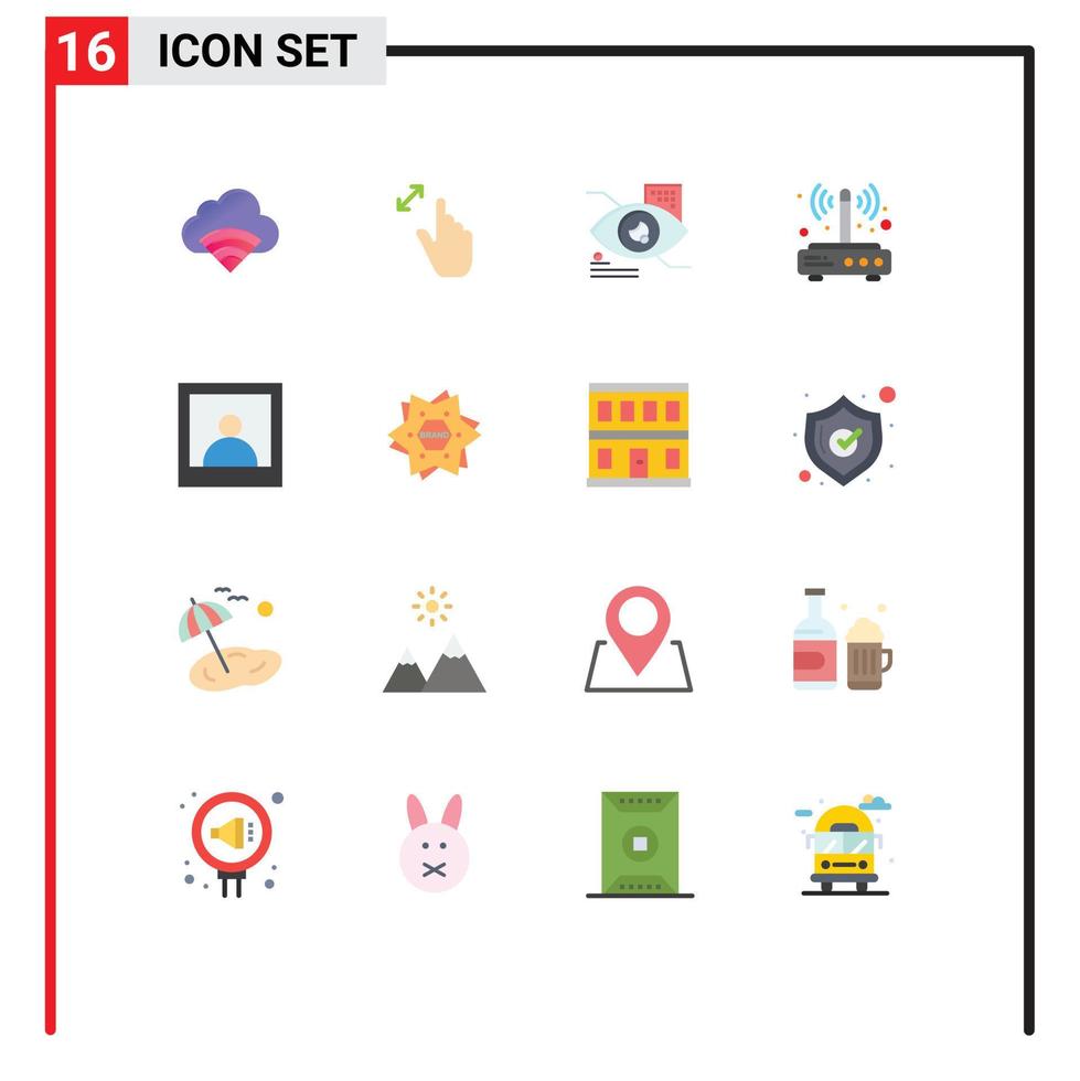 Set of 16 Commercial Flat Colors pack for wireless wifi touch router technology Editable Pack of Creative Vector Design Elements