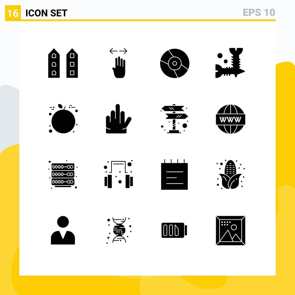 Set of 16 Modern UI Icons Symbols Signs for screws diy left screw disk Editable Vector Design Elements