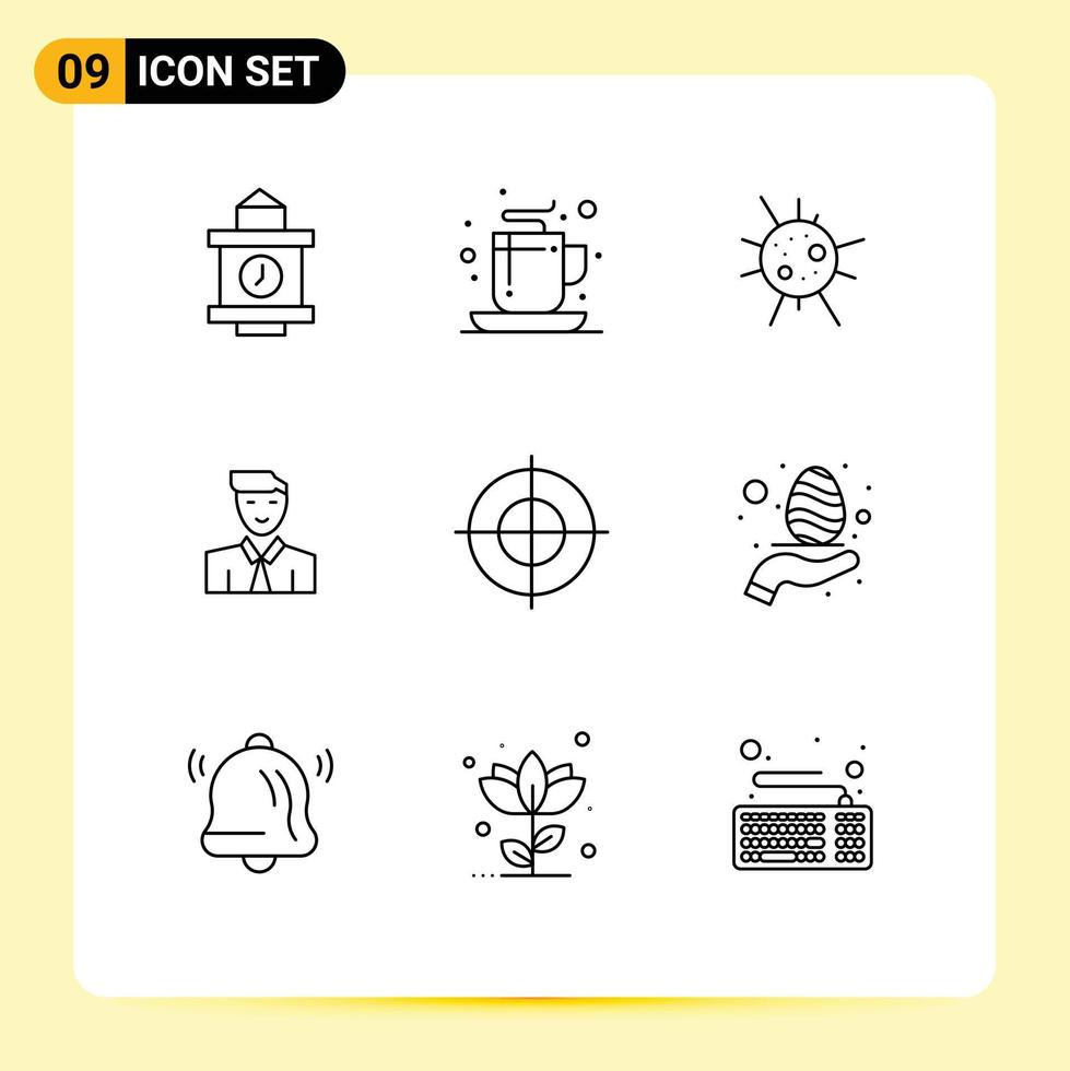 9 Outline concept for Websites Mobile and Apps mark goal disease avatar student Editable Vector Design Elements