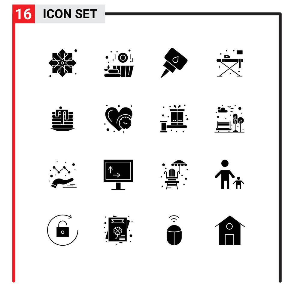 Mobile Interface Solid Glyph Set of 16 Pictograms of wedding cake cake engine table living Editable Vector Design Elements