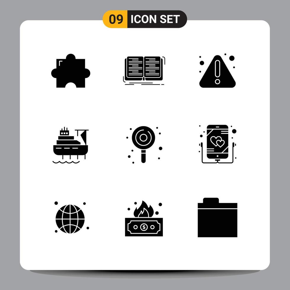 9 Universal Solid Glyph Signs Symbols of sweets kids notice candy cargo Editable Vector Design Elements