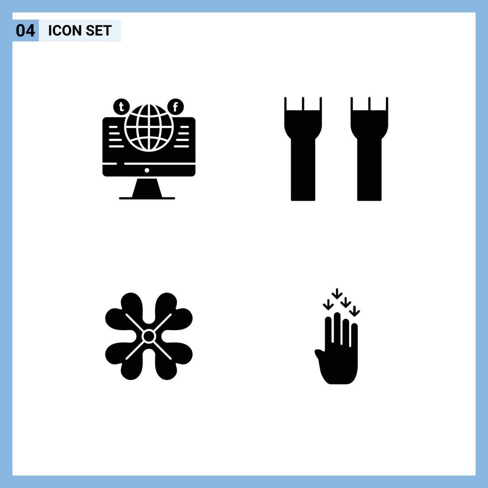Stock Vector Icon Pack of 4 Line Signs and Symbols for website medieval social media castle building anemone flower Editable Vector Design Elements