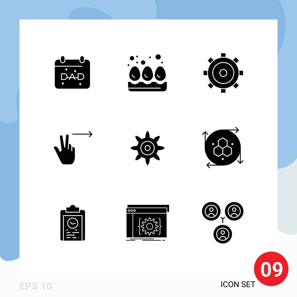 Set of 9 Modern UI Icons Symbols Signs for modeling api gear gear setting gesture Editable Vector Design Elements