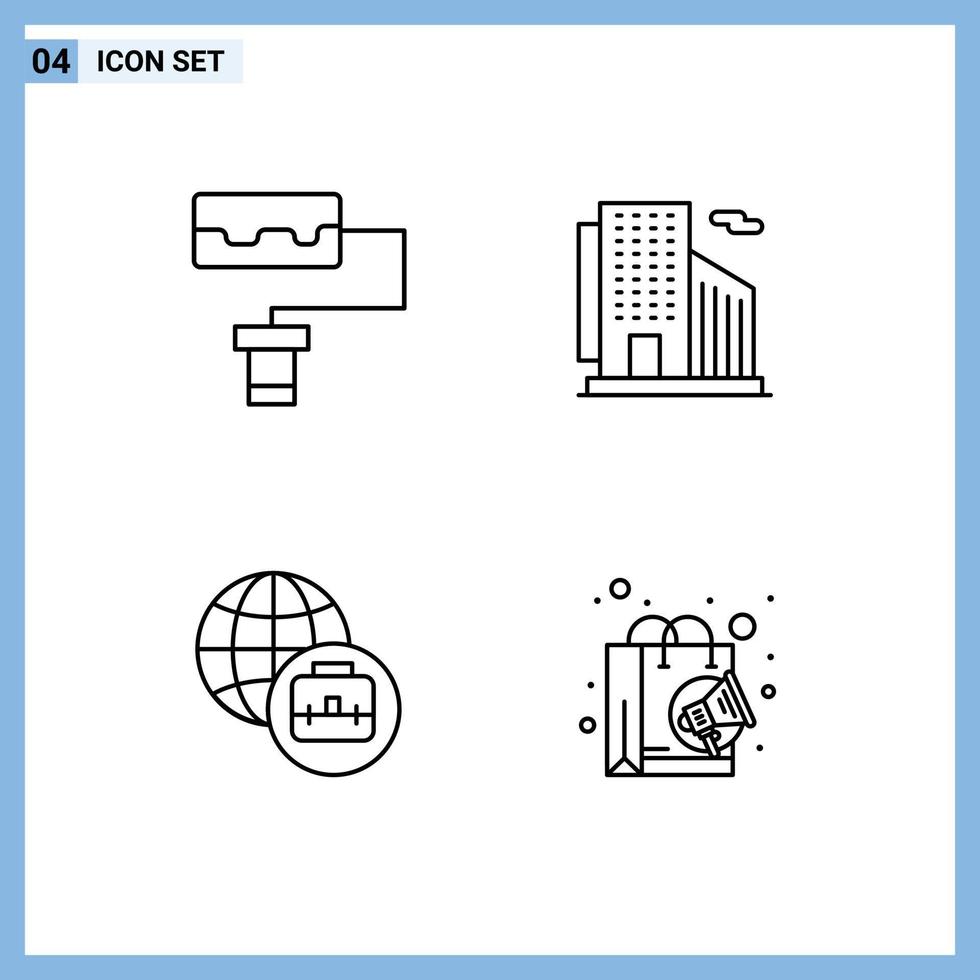 4 Thematic Vector Filledline Flat Colors and Editable Symbols of pattern marketing office international business 87 Editable Vector Design Elements