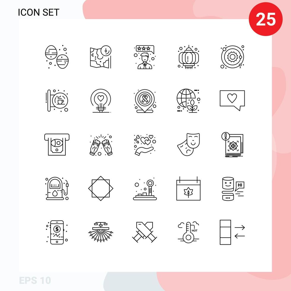 Stock Vector Icon Pack of 25 Line Signs and Symbols for planet celebration location new year chinese Editable Vector Design Elements