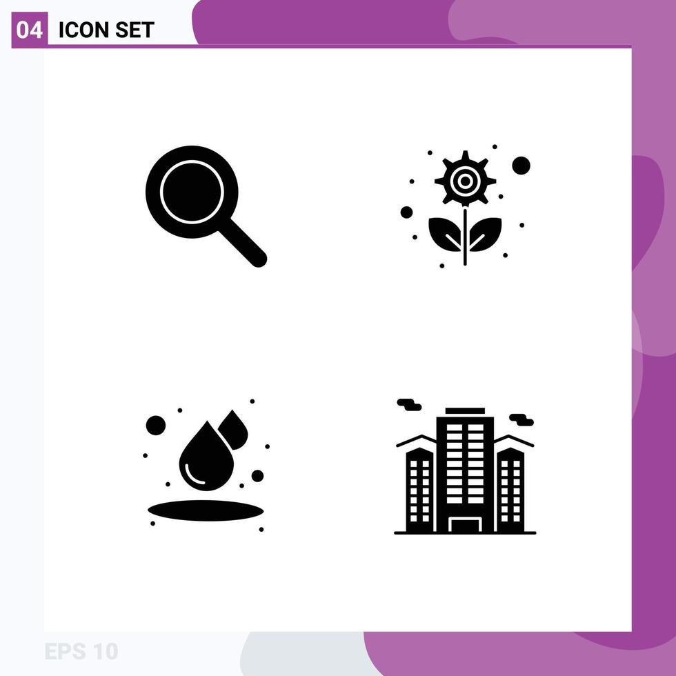 Stock Vector Icon Pack of 4 Line Signs and Symbols for expanded water recycling gear office Editable Vector Design Elements