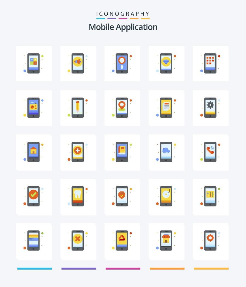 Creative Mobile Application 25 Flat icon pack  Such As device. wifi. app. phone. app vector