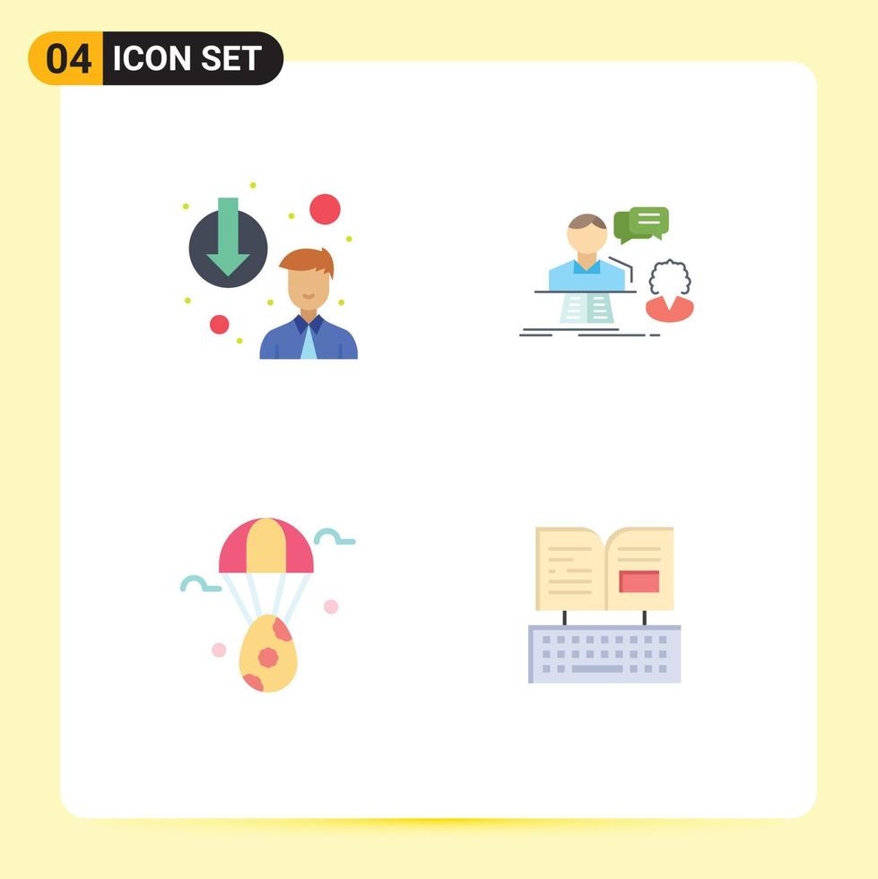 paquete de 4 iconos planos modernos, signos y símbolos para medios de impresión web, como degradación de carrera, huevo, degradación, respuesta, bloon, elementos de diseño vectorial editables vector