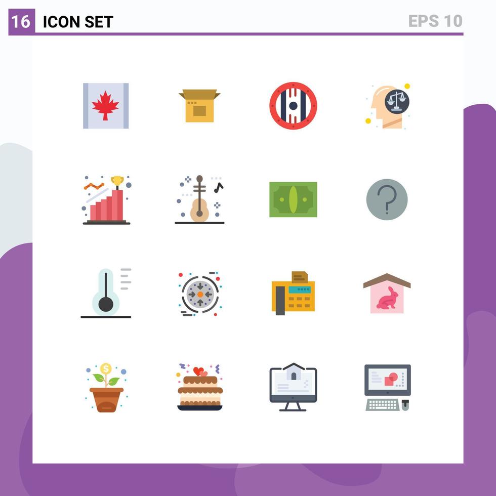 Group of 16 Modern Flat Colors Set for achieve human element head balance Editable Pack of Creative Vector Design Elements