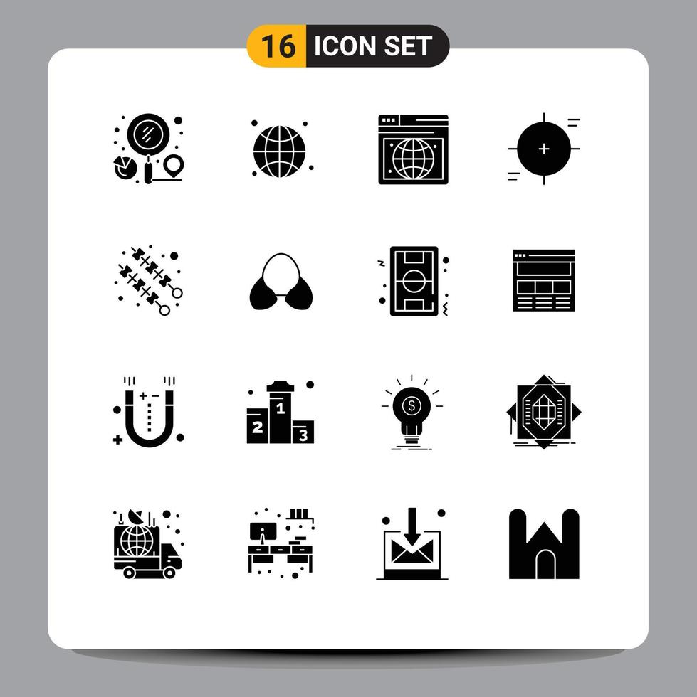 16 Universal Solid Glyphs Set for Web and Mobile Applications bbq scope live reticle crosshair Editable Vector Design Elements