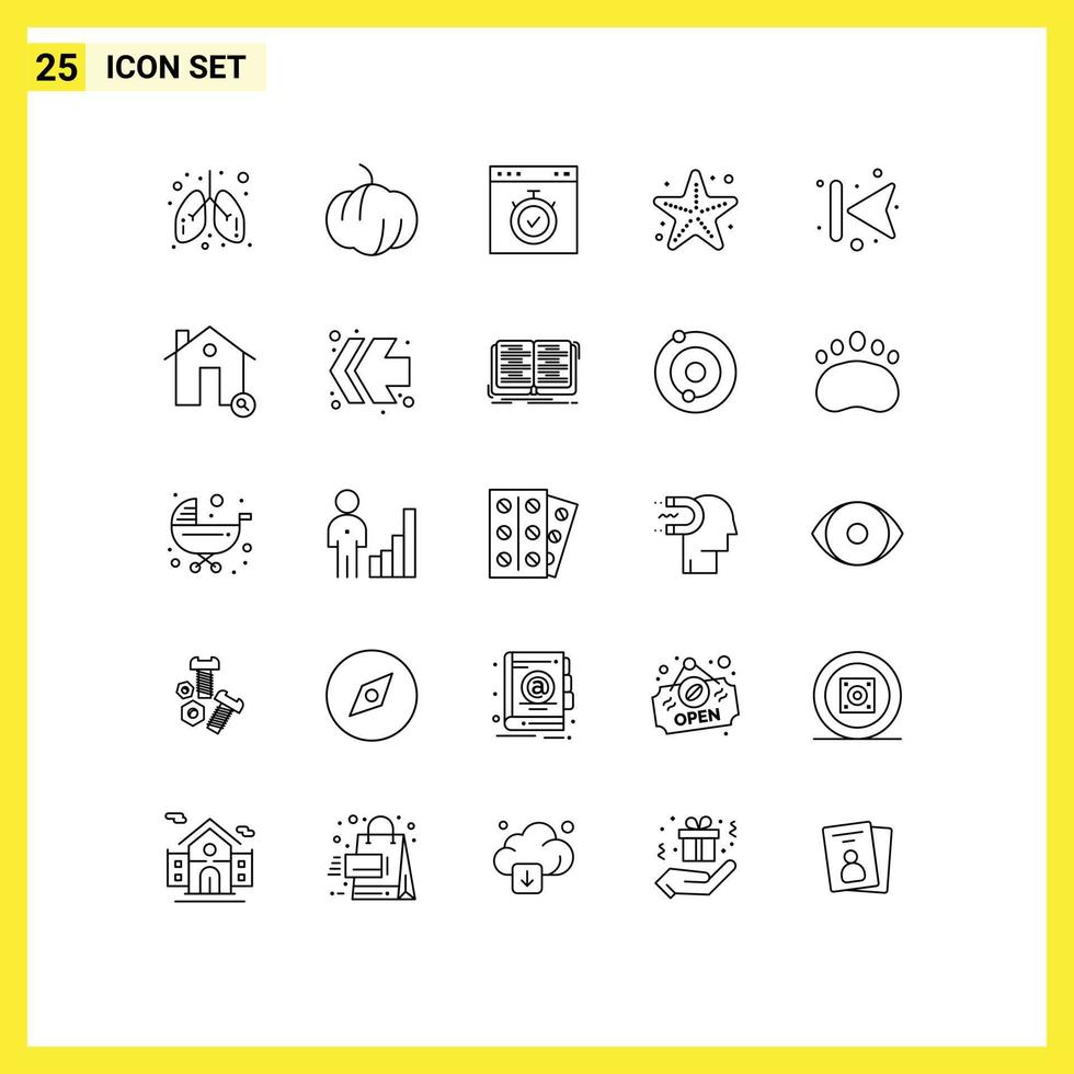 25 Line concept for Websites Mobile and Apps back arrows page starfish sea Editable Vector Design Elements