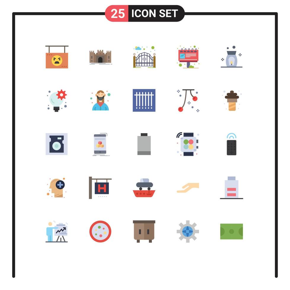 grupo universal de símbolos de iconos de 25 colores planos modernos de elementos de diseño vectorial editables de entrada de anuncio de fortaleza de cartelera publicitaria vector
