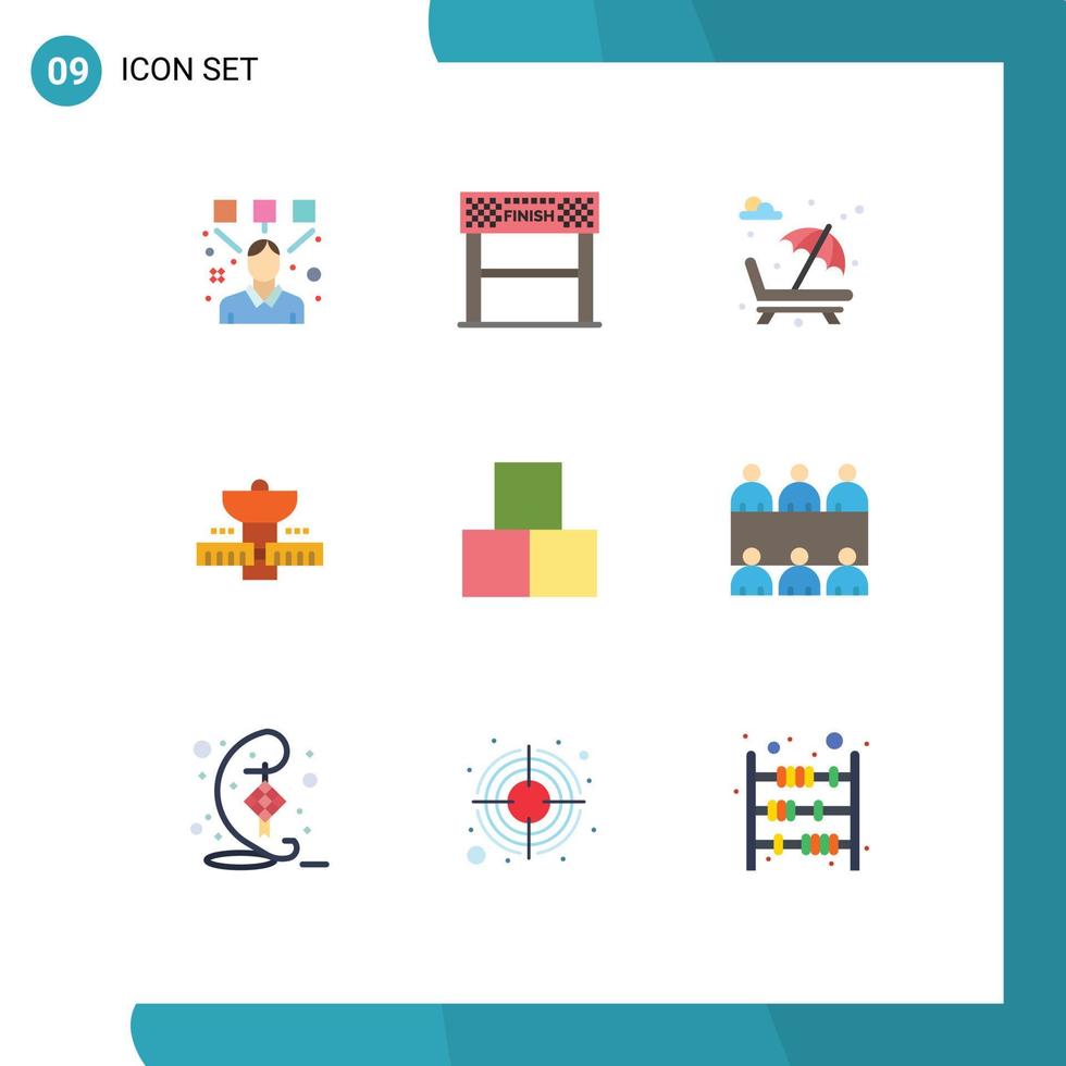 Flat Color Pack of 9 Universal Symbols of satellite space goal gps romance Editable Vector Design Elements