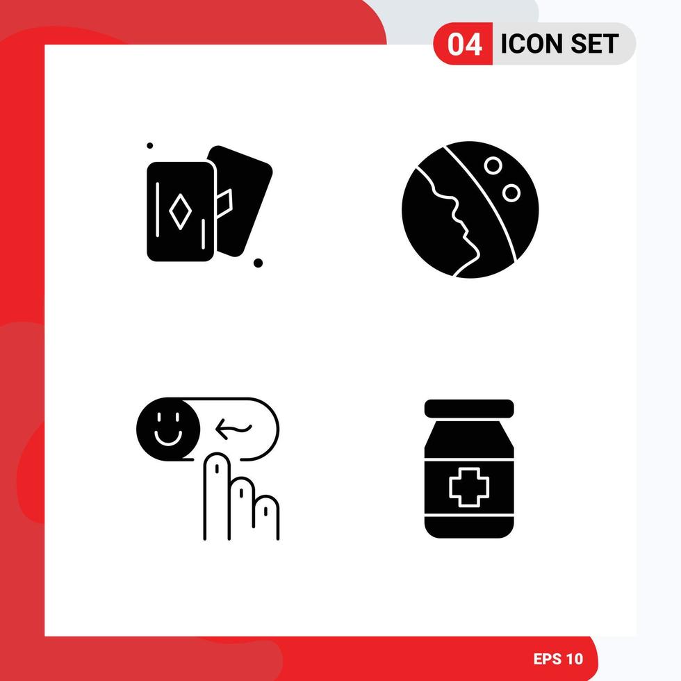 4 Creative Icons Modern Signs and Symbols of hobbies help dermatology skin care support Editable Vector Design Elements