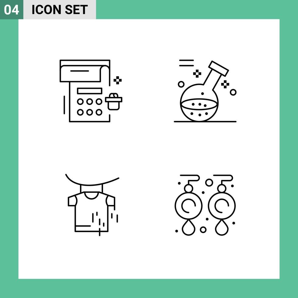 Set of 4 Modern UI Icons Symbols Signs for calendar drying party potion earrings Editable Vector Design Elements