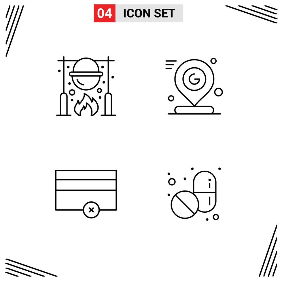 4 Thematic Vector Filledline Flat Colors and Editable Symbols of autumn mark food map money Editable Vector Design Elements