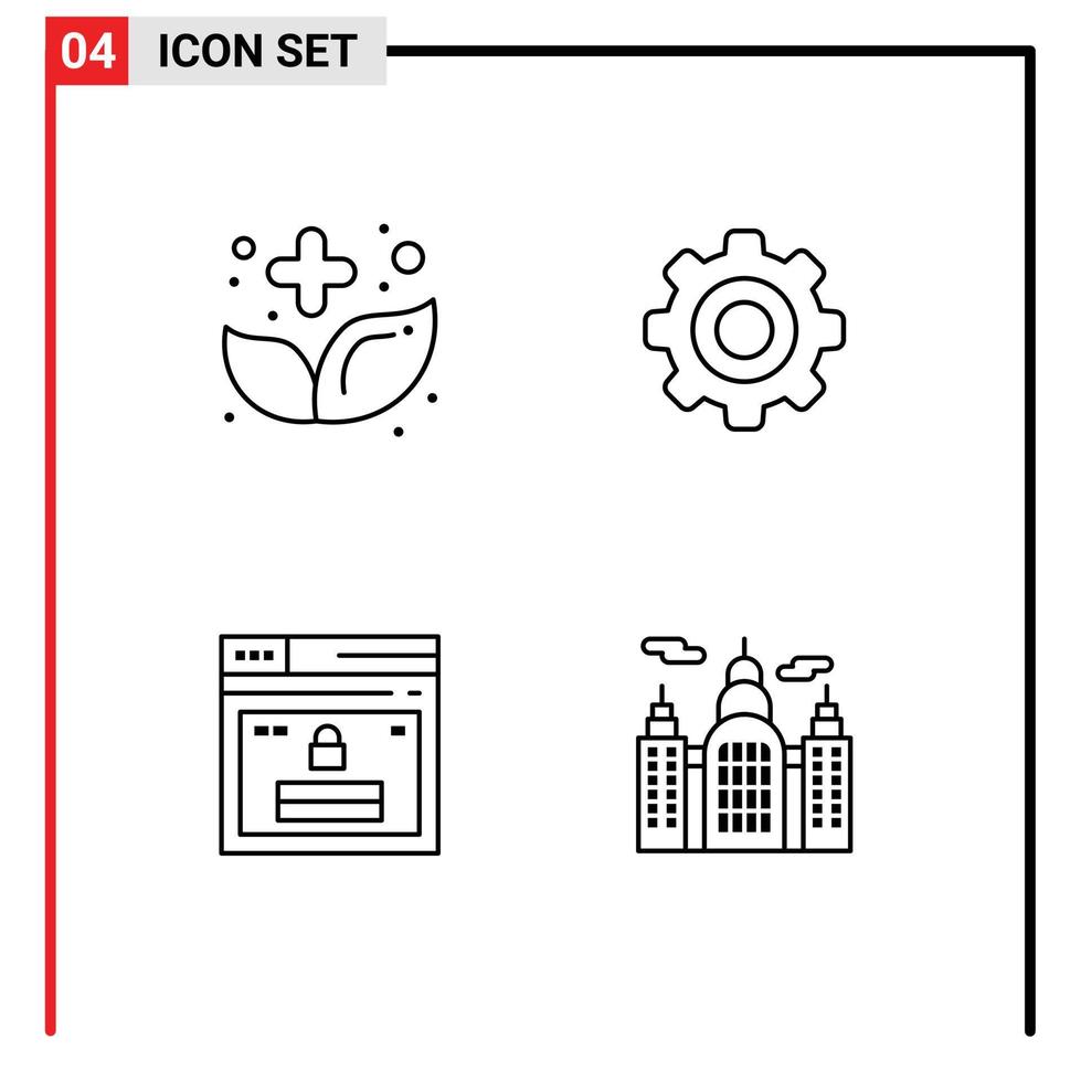 Set of 4 Commercial Filledline Flat Colors pack for alternative internet herbal general web Editable Vector Design Elements