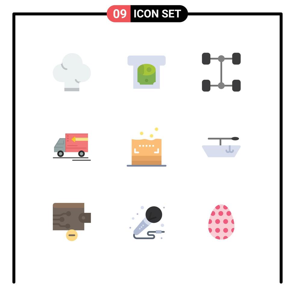 9 User Interface Flat Color Pack of modern Signs and Symbols of remove boat truck bathroom sponge Editable Vector Design Elements