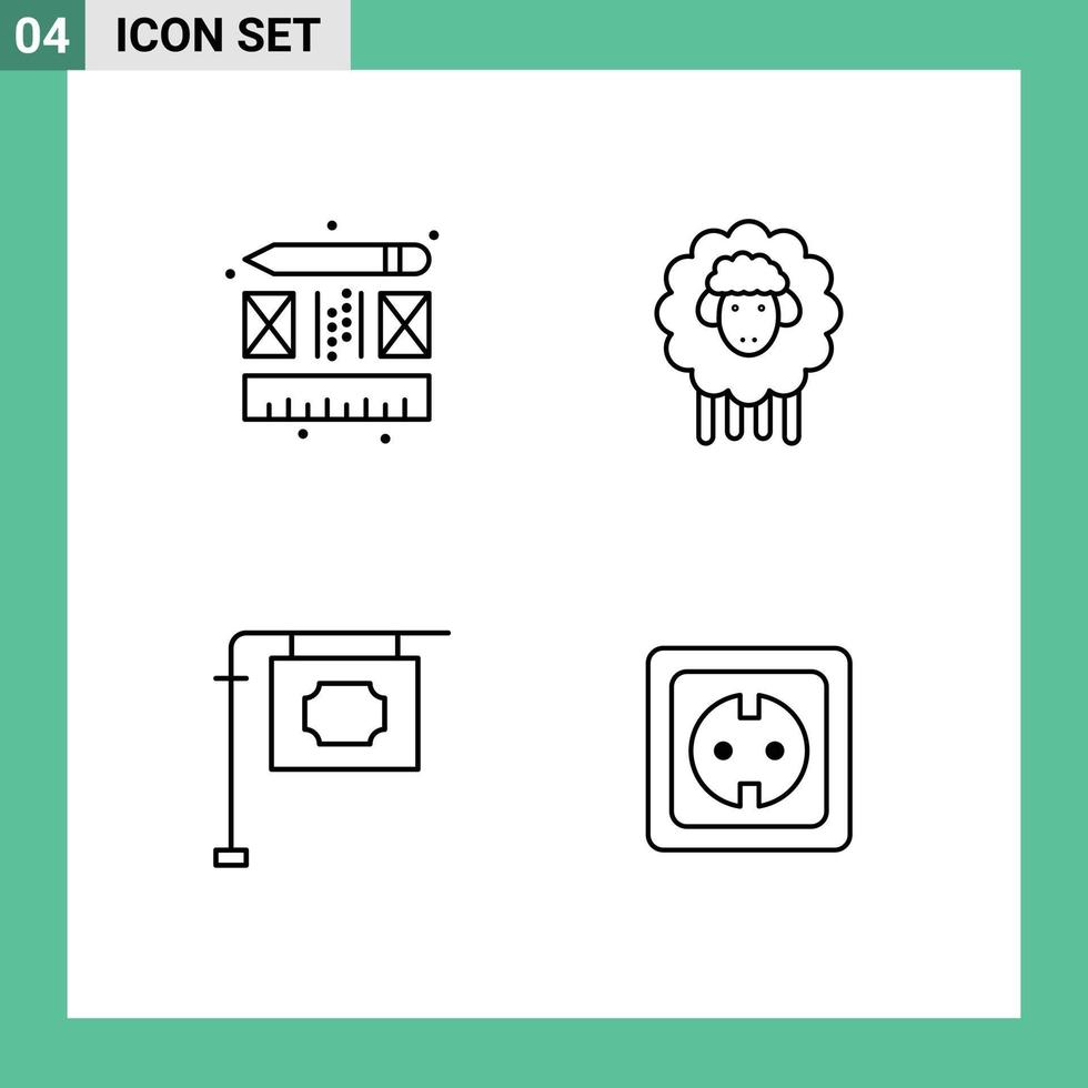 4 User Interface Line Pack of modern Signs and Symbols of creative street easter spring energy Editable Vector Design Elements