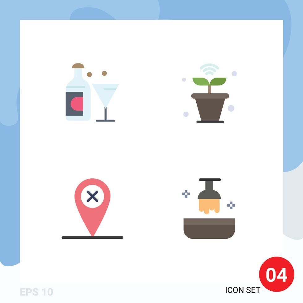 4 Universal Flat Icons Set for Web and Mobile Applications wine map easter nature location Editable Vector Design Elements