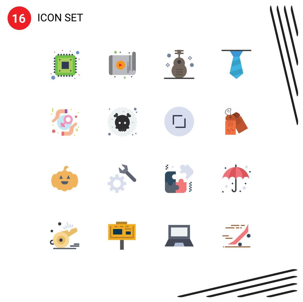 16 Universal Flat Colors Set for Web and Mobile Applications protect clothing app necktie instrument Editable Pack of Creative Vector Design Elements