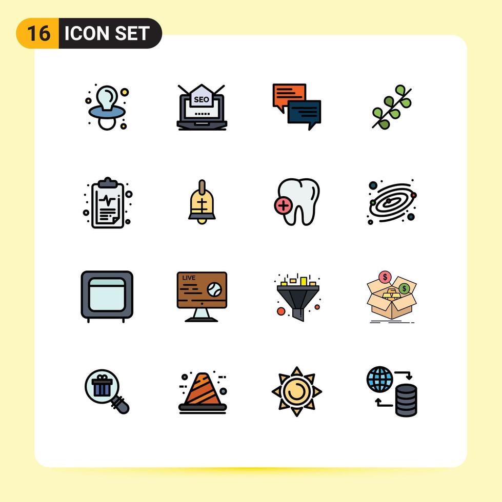 conjunto de 16 iconos modernos de la interfaz de usuario símbolos signos para el cuidado vacaciones sms chat de pascua elementos de diseño de vectores creativos editables