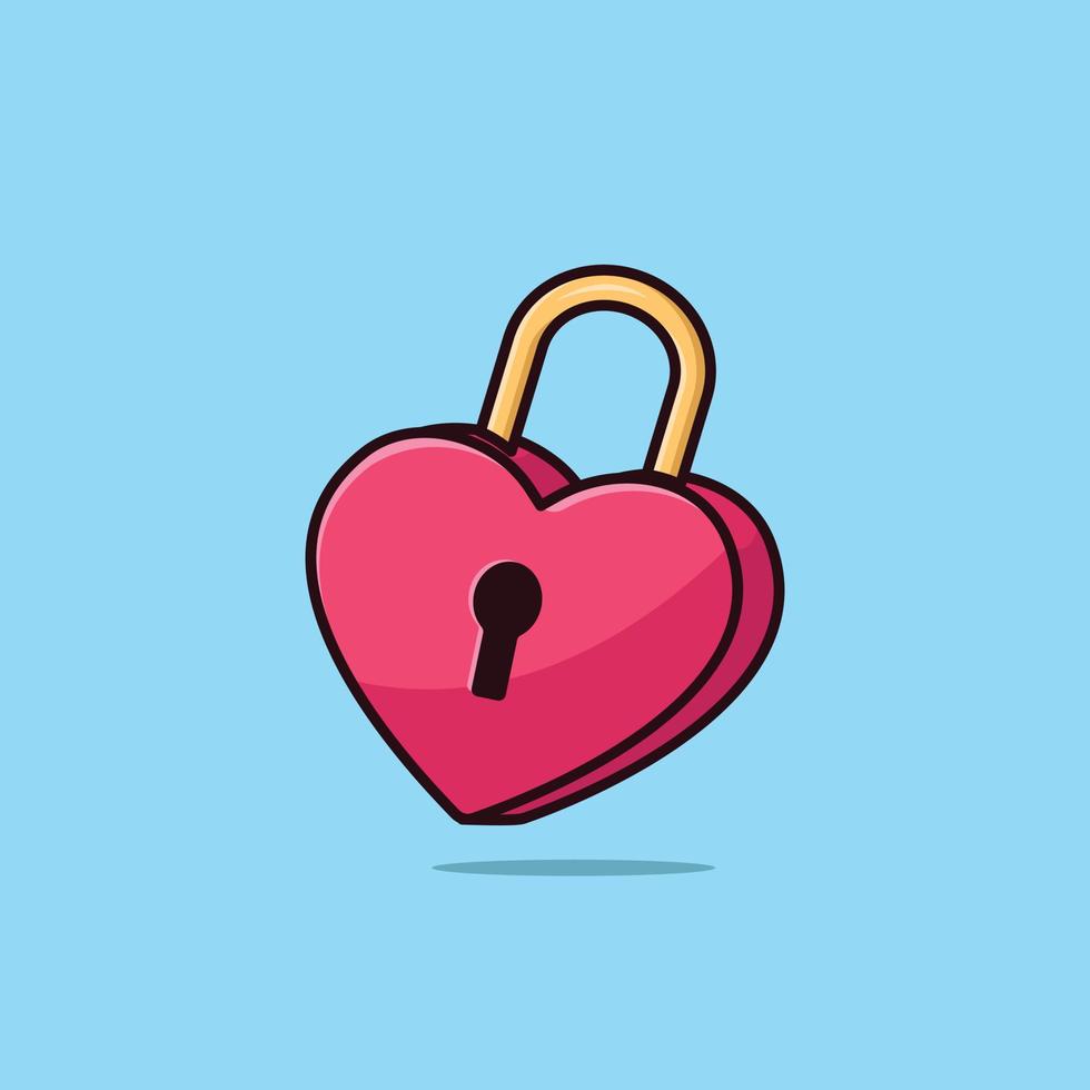 cartoon padlock love heart valentine property vector illustrations isolated