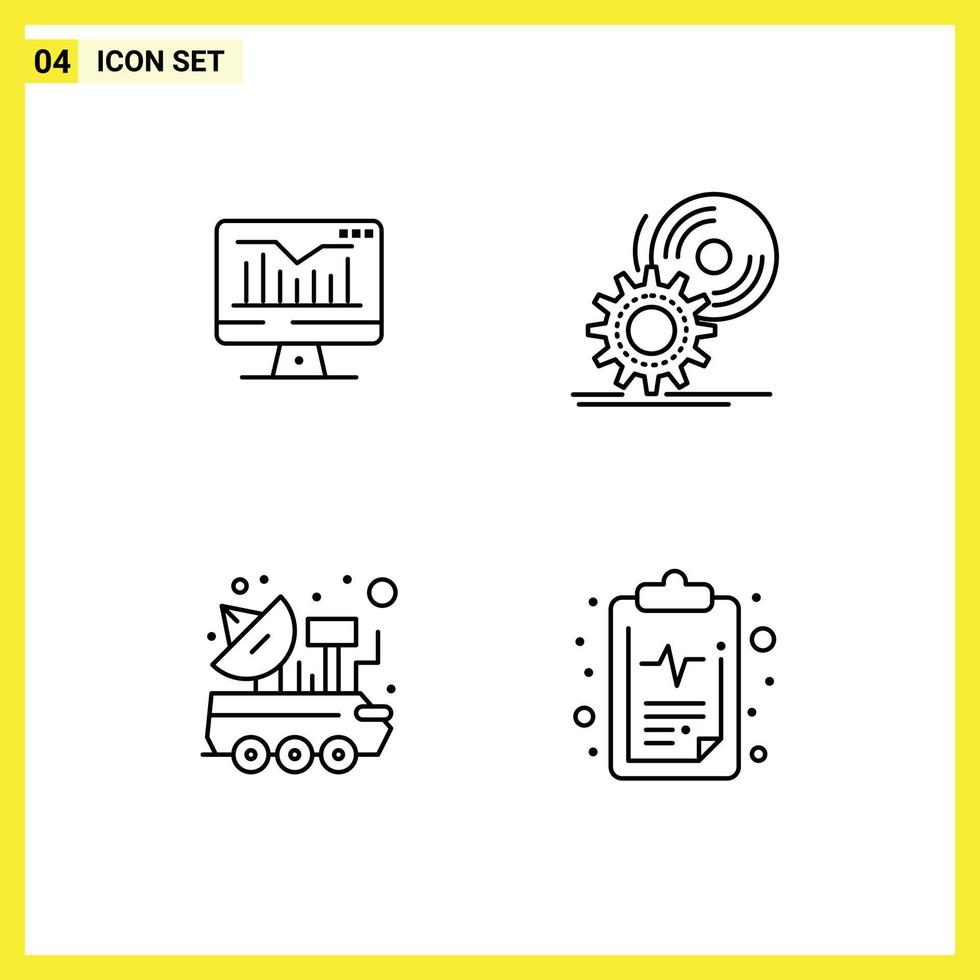 4 Creative Icons Modern Signs and Symbols of computer car monitor install science Editable Vector Design Elements