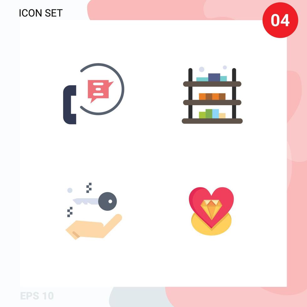 Pictogram Set of 4 Simple Flat Icons of communication sell phone commerce key Editable Vector Design Elements