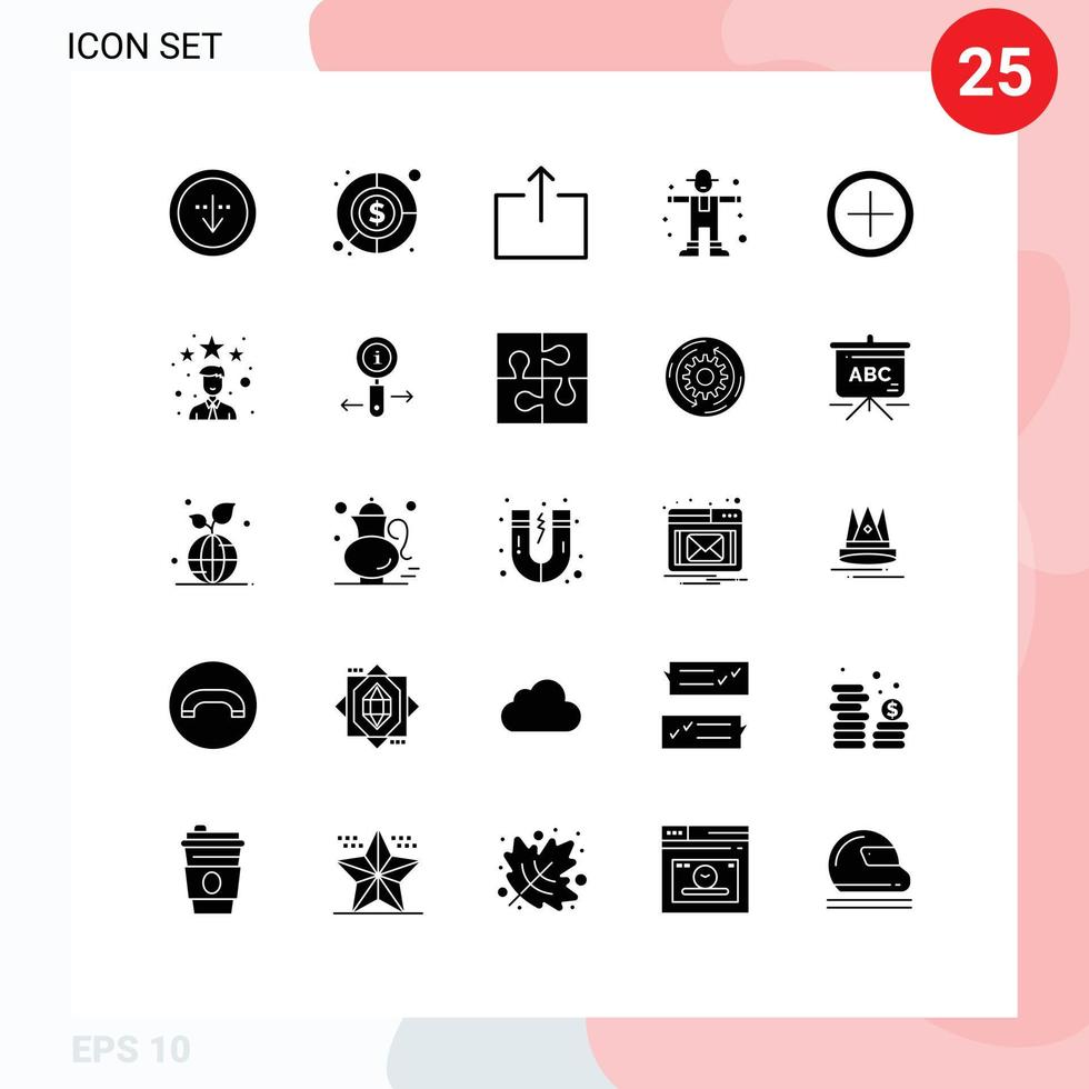 User Interface Pack of 25 Basic Solid Glyphs of user interface arrow scarecrow farming Editable Vector Design Elements
