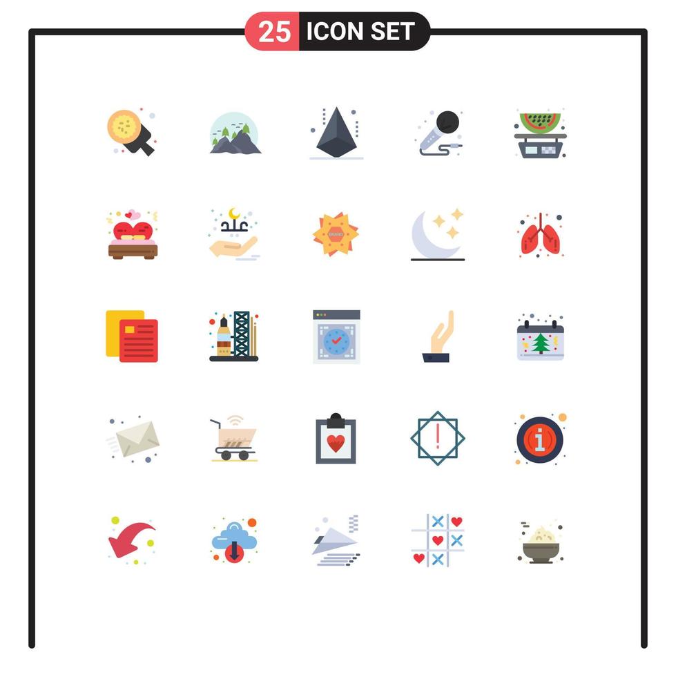 Stock Vector Icon Pack of 25 Line Signs and Symbols for music mic mountain shape geometry Editable Vector Design Elements