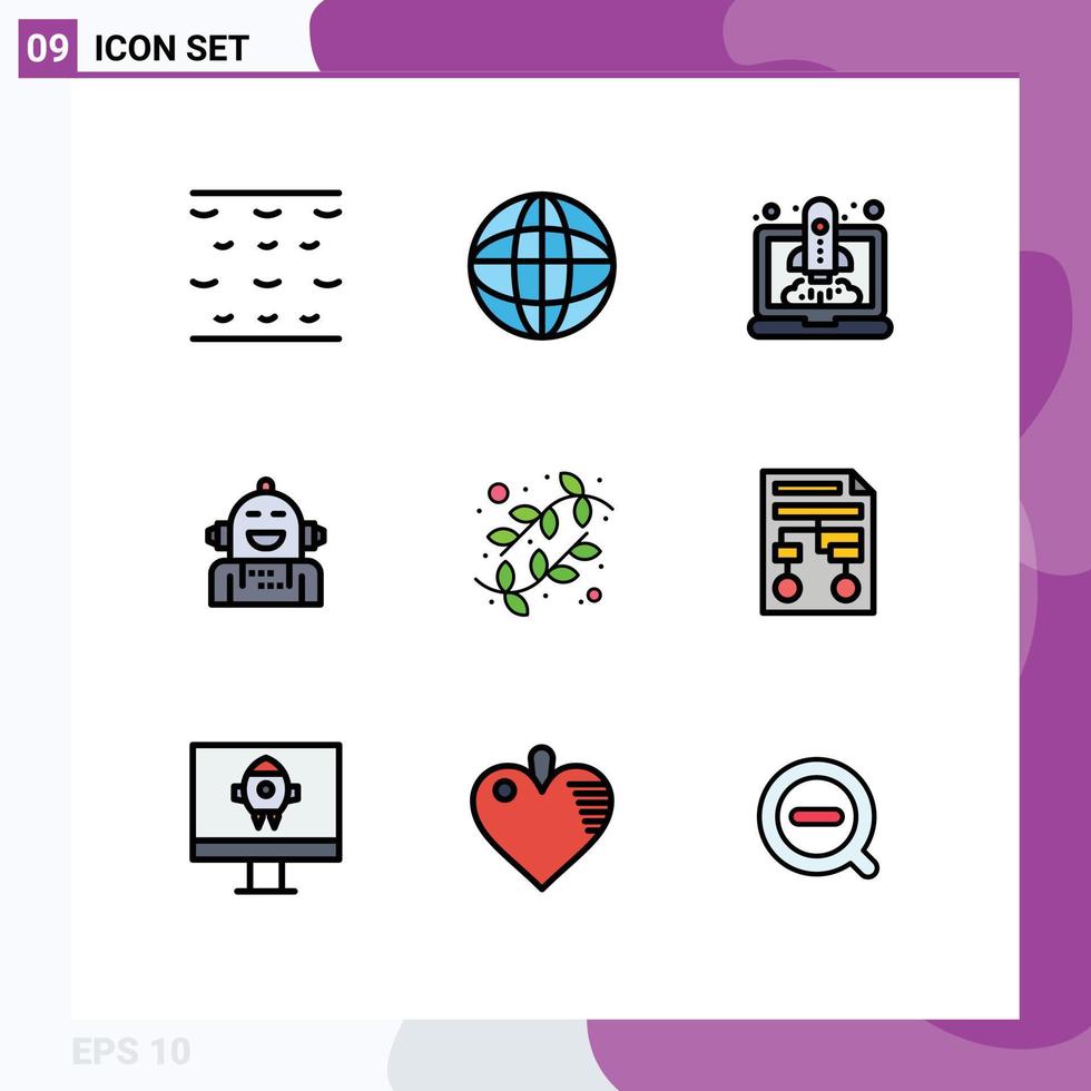 9 Filledline Flat Color concept for Websites Mobile and Apps easter buds speedup feeling emotion Editable Vector Design Elements