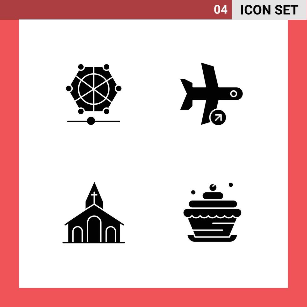 Stock Vector Icon Pack of 4 Line Signs and Symbols for machine church data plane christian Editable Vector Design Elements