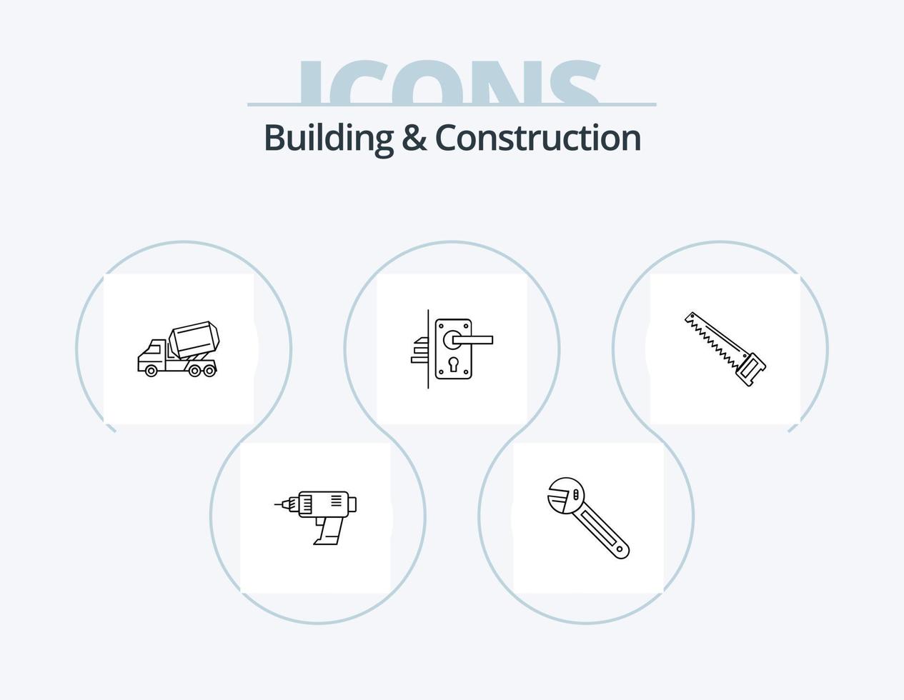 Building And Construction Line Icon Pack 5 Icon Design. house. america. water. whtiehouse. vehicle vector