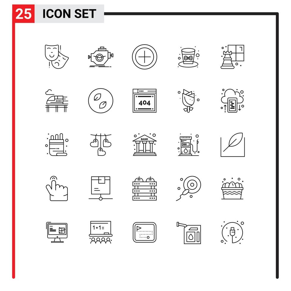 25 Thematic Vector Lines and Editable Symbols of game holiday performance hat celebration Editable Vector Design Elements