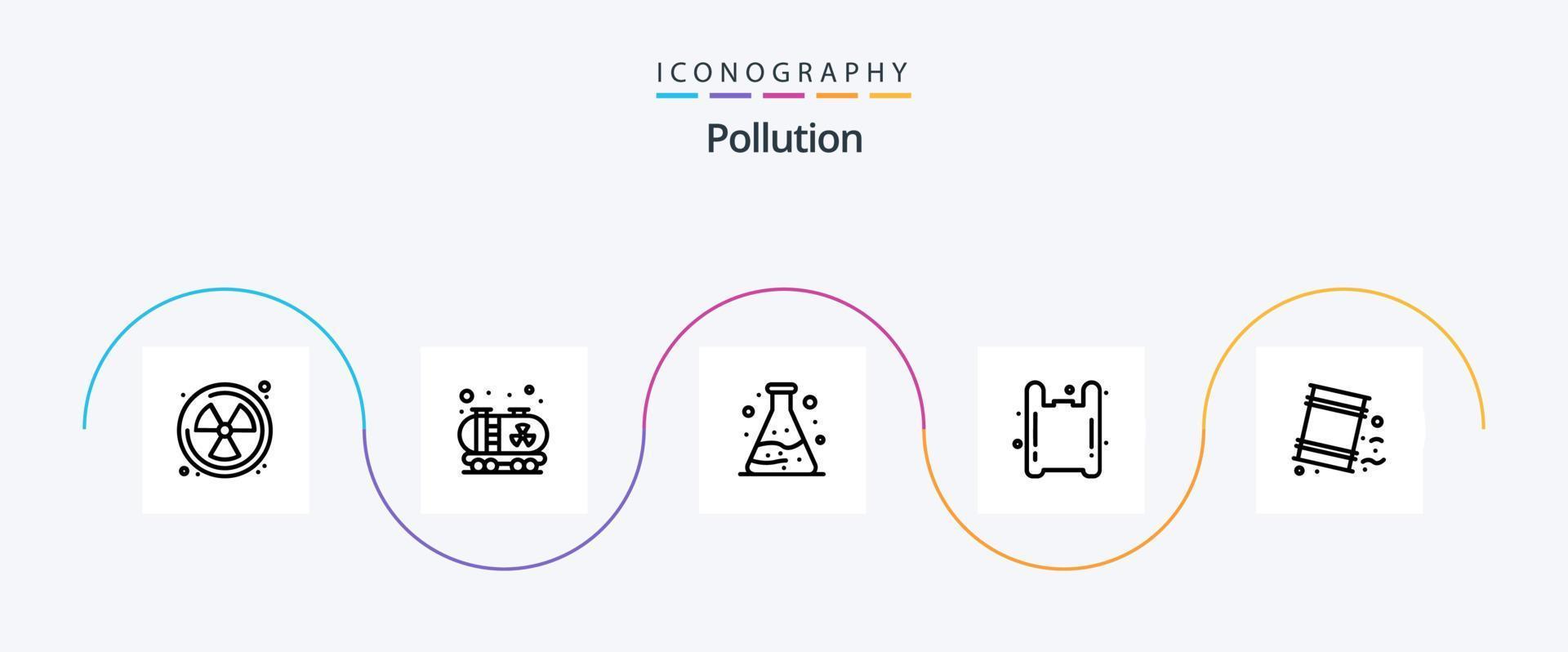 paquete de iconos de la línea de contaminación 5 que incluye . basura. desperdiciar. medioambiente. polución vector