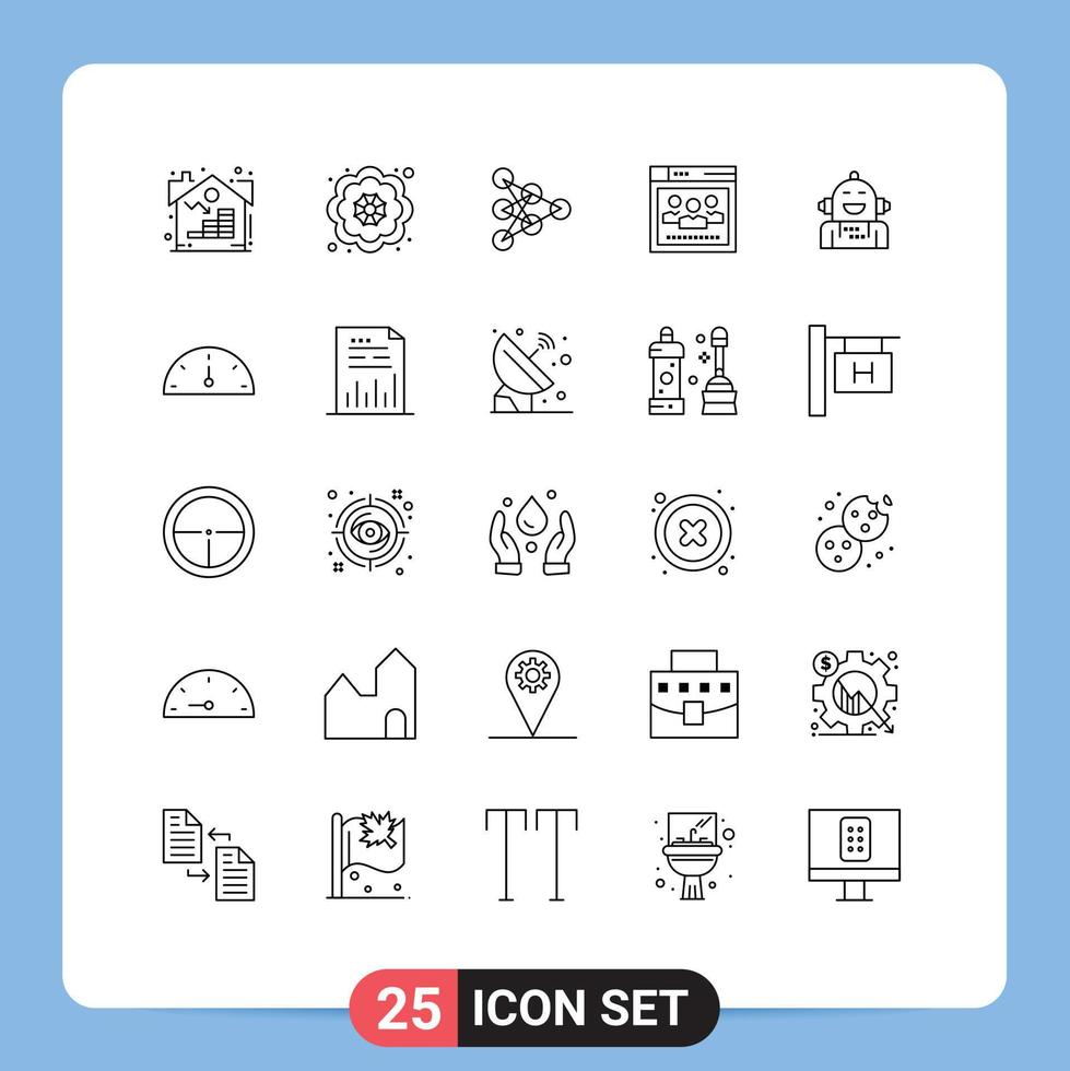 Pack of 25 creative Lines of emotion android deep education network Editable Vector Design Elements