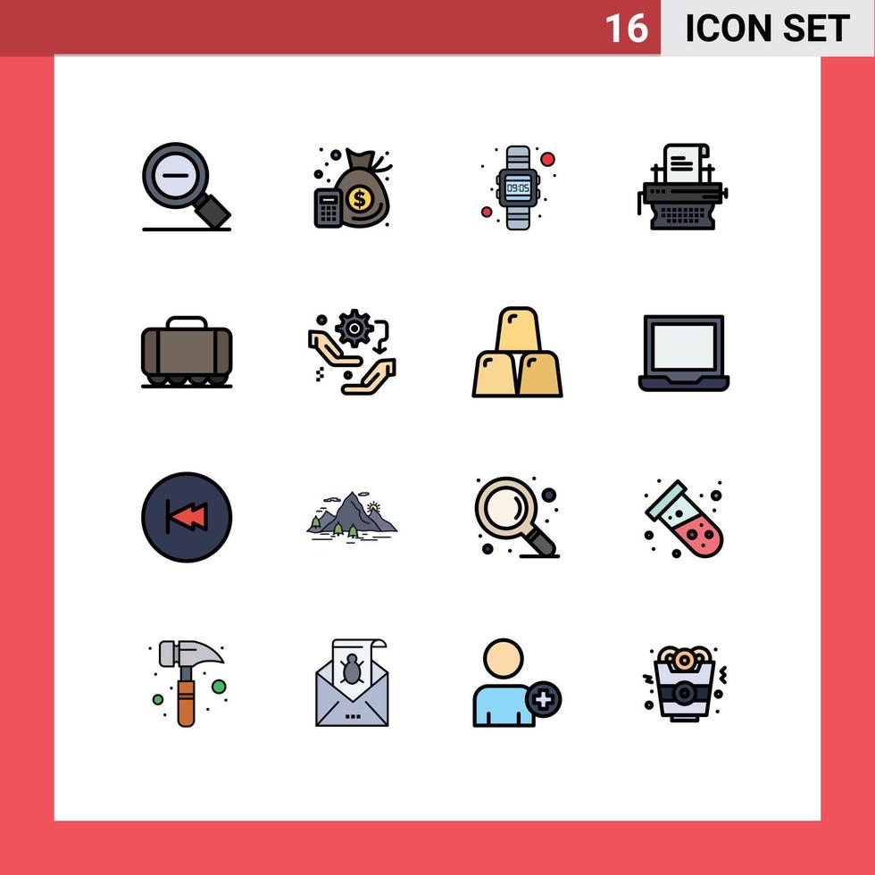 16 iconos creativos signos y símbolos modernos de ferrocarril imprimir dinero marketing reloj de mano elementos de diseño de vectores creativos editables