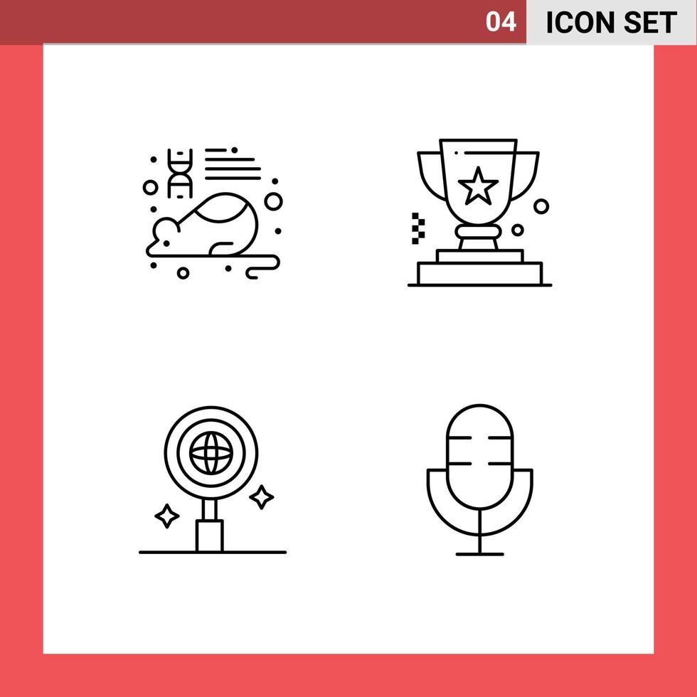 4 User Interface Line Pack of modern Signs and Symbols of education business research business world Editable Vector Design Elements