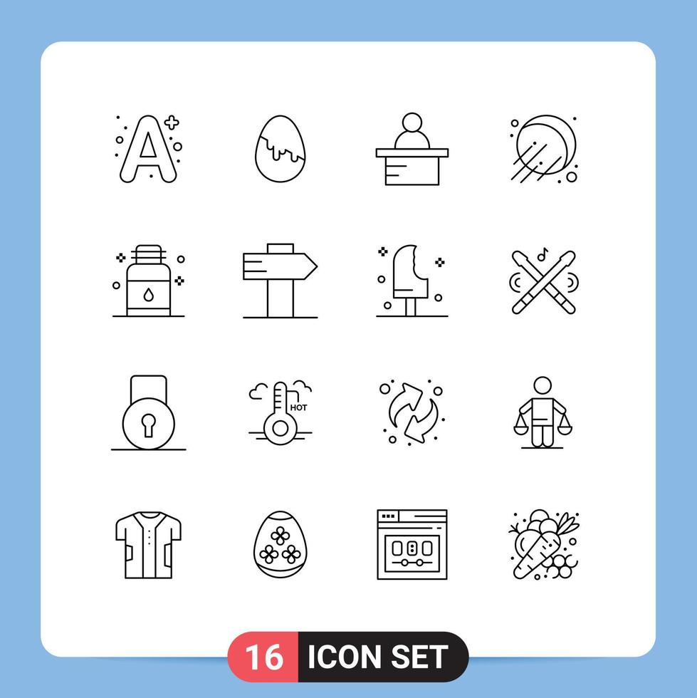 User Interface Pack of 16 Basic Outlines of salon jar podium hair space Editable Vector Design Elements