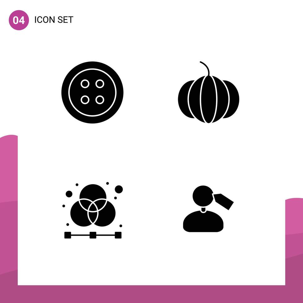 Pictogram Set of 4 Simple Solid Glyphs of clothes grid pumpkin design mark Editable Vector Design Elements