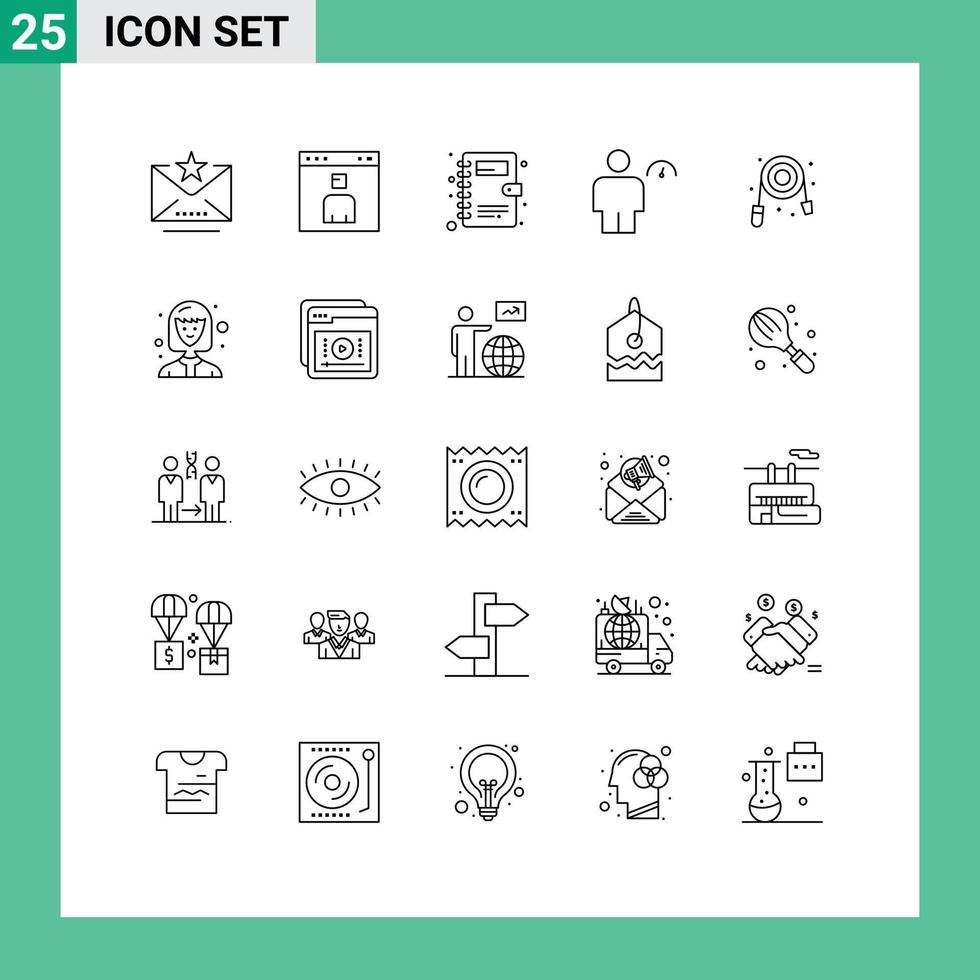 conjunto de 25 iconos de interfaz de usuario modernos símbolos signos para indicador de manguera personas avatar humano elementos de diseño vectorial editables vector