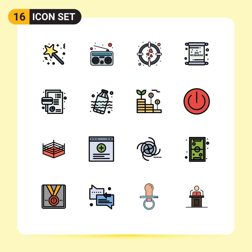 16 iconos creativos signos y símbolos modernos de negocios mubarak corazón tarjeta eid elementos de diseño de vectores creativos editables